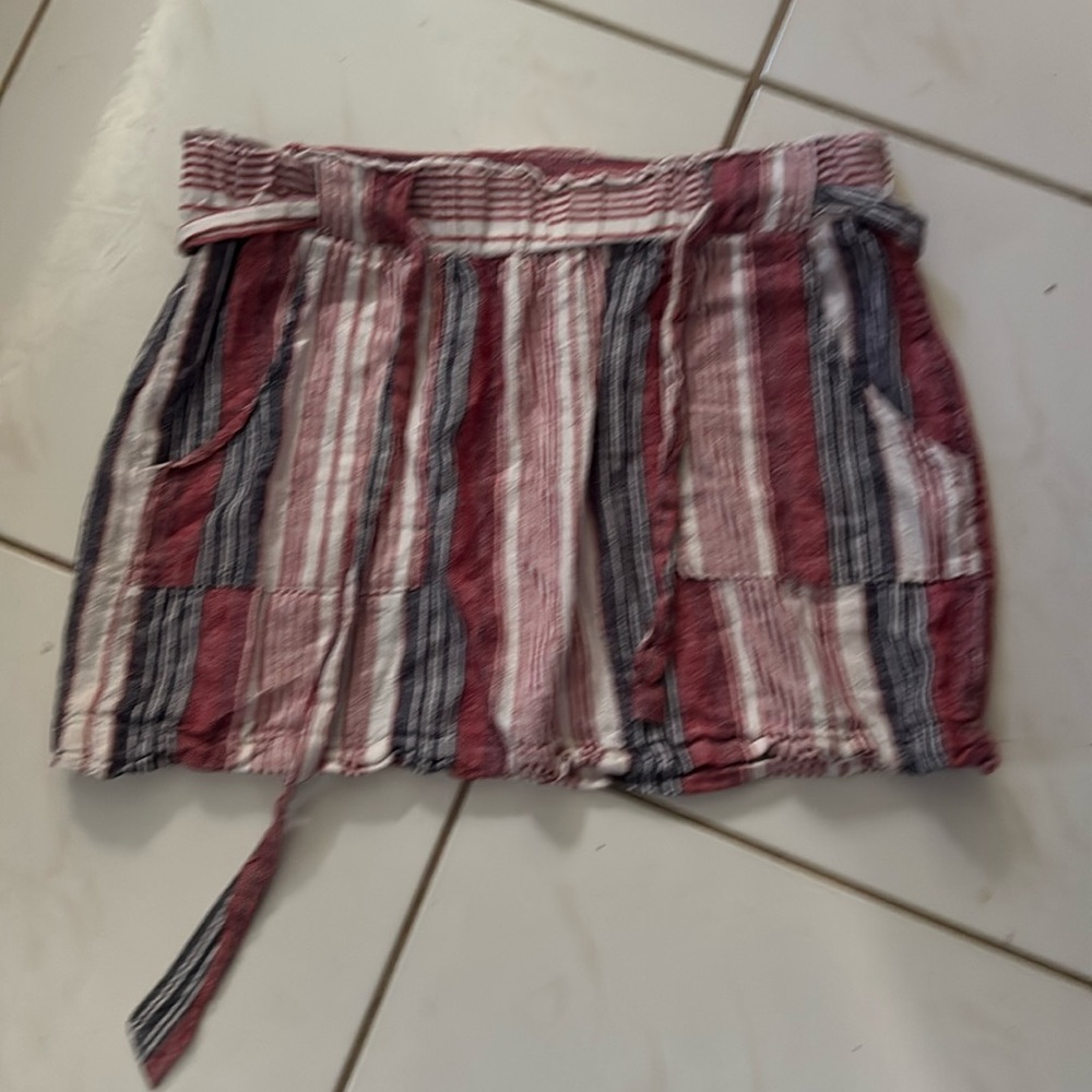 Women’s striped cotton paper bag skirt